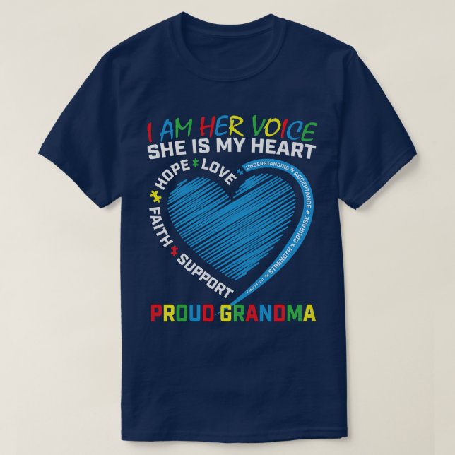Womens I Am Her Voice Autism Awareness Granddaught T Shirt (Design framsida)