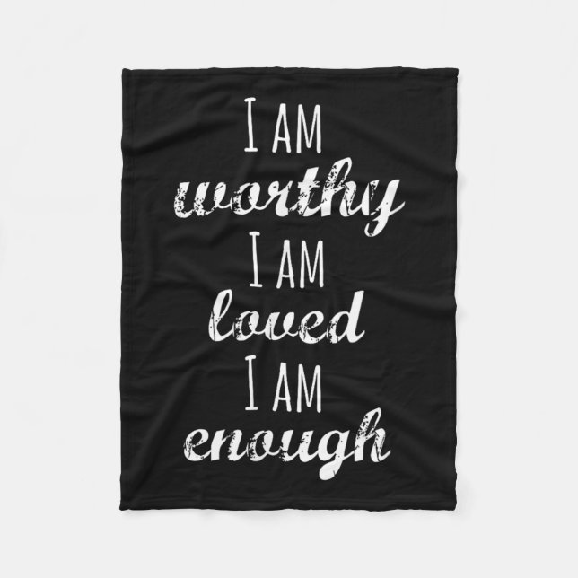 Women's I Am Worthy Motivational Christian  Fleecefilt (Framsidan)