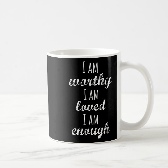 Women's I Am Worthy Motivational Christian  Kaffemugg (Höger)
