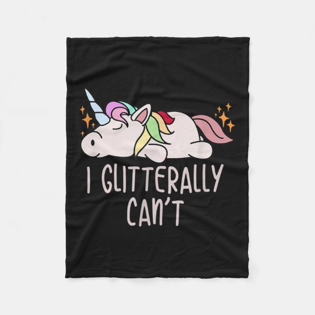 Womens I Glitterally Can't Unicorn  Fleecefilt (Framsidan)