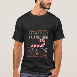 Womens I Like His Candy Cane Girlfriend Ugly Chris T Shirt