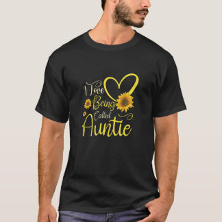 Womens I Love Being Called Auntie Sunflower Heart  T Shirt