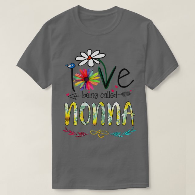 Womens I Love Being Called Nonna Sunflower Mothers T Shirt (Design framsida)