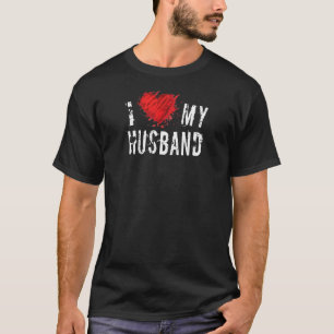 Womens I Love My Husband Urban Style Heart Couples T Shirt