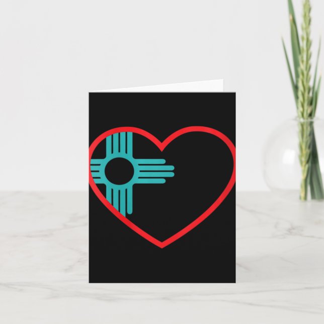 Womens I Love New Mexico Heart Zia Symbol New Mexi Kort (Framsida)