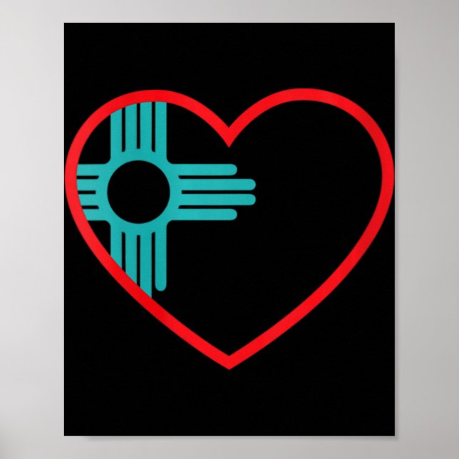 Womens I Love New Mexico Heart Zia Symbol New Mexi Poster (Framsidan)