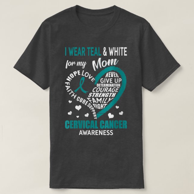 Womens I Wear Teal White My Mom Cervical Cancer Aw T Shirt (Design framsida)