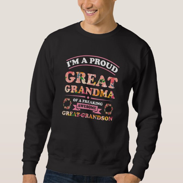 Womens I'm a proud great grandma great grandmother Lång Ärmad Tröja (Framsida)