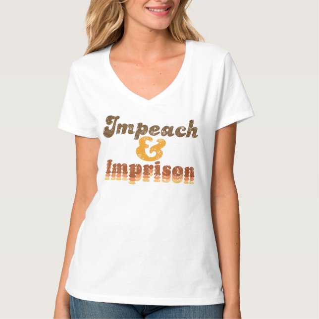 Women's Impeach & Imprison V-Neck T-Shirt (Framsida)