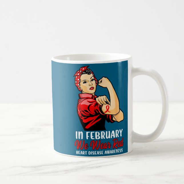 Womens In February We Wear Red - Heart Disease Awa Kaffemugg (Höger)