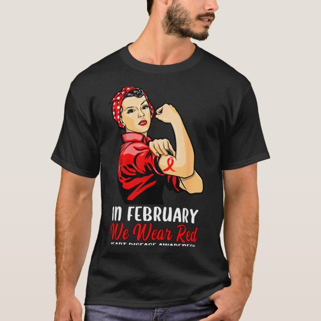 Womens In February We Wear Red - Heart Disease Awa T Shirt (Framsida)