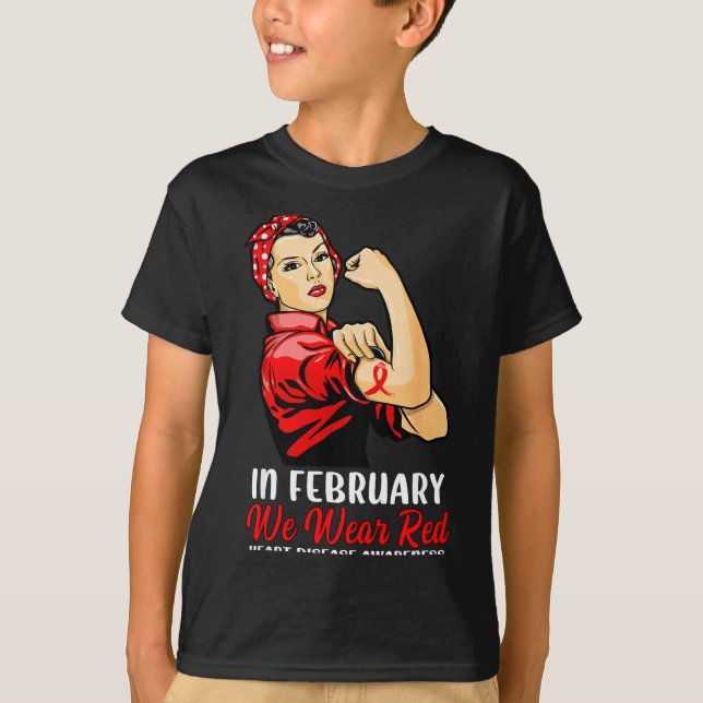 Womens In February We Wear Red - Heart Disease Awa T Shirt (Framsida)