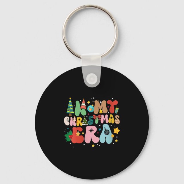 Womens In My Christmas Era Retro Groovy Christmas  Nyckelring (Framsida)