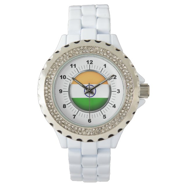 Women's India Flagga Rhinestone Watch Armbandsur (Framsida)