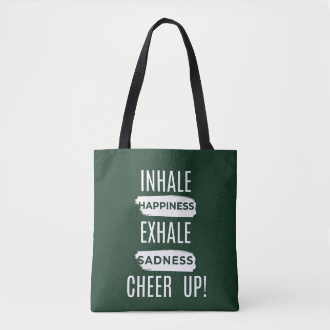 WOMEN'S INHALE AND EXHALE CHEER UP TOTE BAG  TYGKASSE (Framsida)