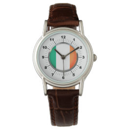 Women's Ireland Flagga Classic Brown Leather Watch Armbandsur