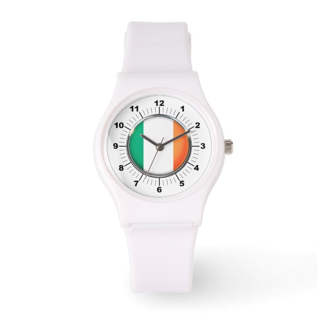 Women's Ireland Flagga Sporty White Silicon Watch Armbandsur (Framsida)