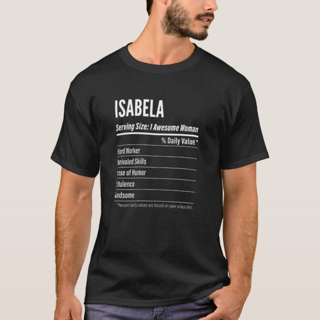 Womens Isabela  Nutritional Facts Serving Size Cal T Shirt (Framsida)
