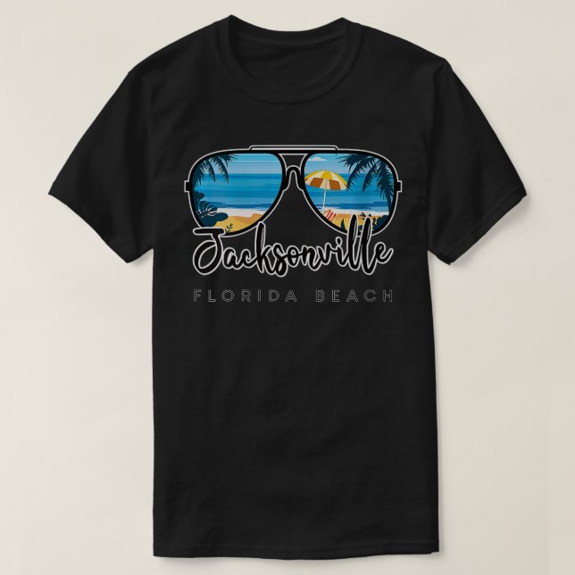 Womens Jacksonville Beach Florida Handflatan Träd  T Shirt (Design framsida)