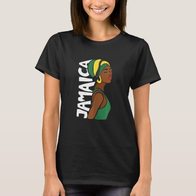 Womens Jamaica Jamaican Flagga Västindien Souvenir T Shirt (Framsida)