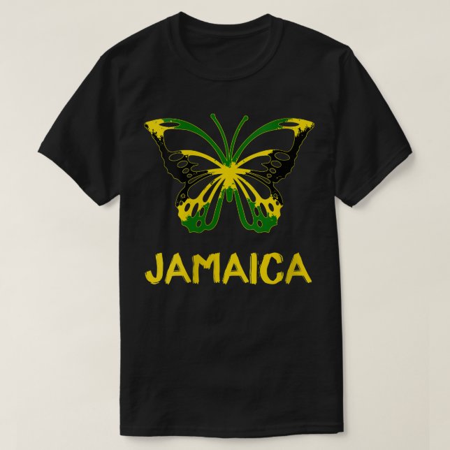 Womens Jamaican Flagga Butterfly Jamaica Independe T Shirt (Design framsida)