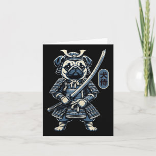 Womens Japanska Samurai Hund Tattoo, Pug Hund Kawa Kort