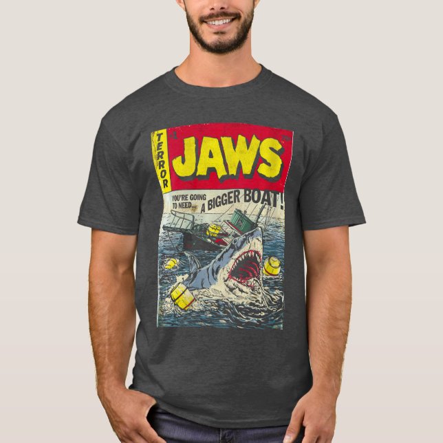 Womens Jaws Pulp Attack Comic Cover VNeck retro T Shirt (Framsida)