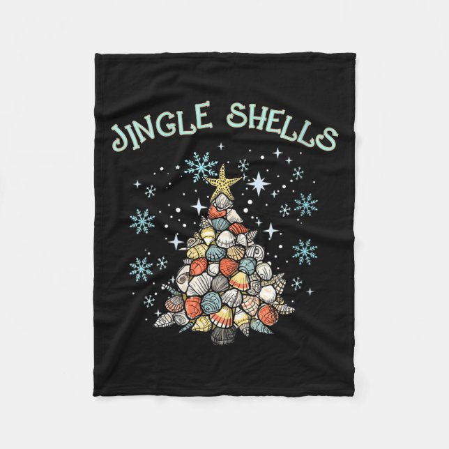 Womens Jingle Shells Christmas Tree Snowflakes Cel Fleecefilt (Framsidan)