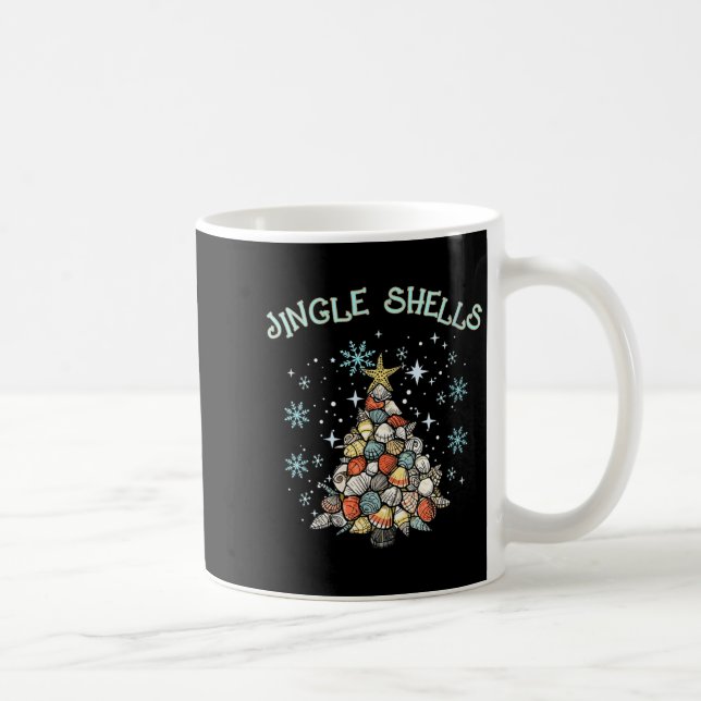 Womens Jingle Shells Christmas Tree Snowflakes Cel Kaffemugg (Höger)