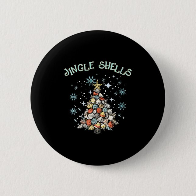 Womens Jingle Shells Christmas Tree Snowflakes Cel Knapp (Framsida)