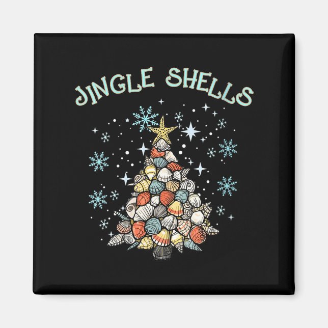 Womens Jingle Shells Christmas Tree Snowflakes Cel Magnet (Framsidan)