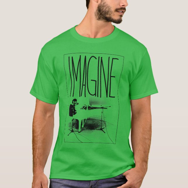 Womens John Lennon Imagine Piano VNeck boy friend T Shirt (Framsida)