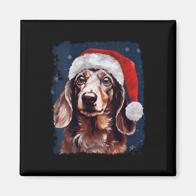 Womens Julafton Dachshund jul Magnet (Framsidan)