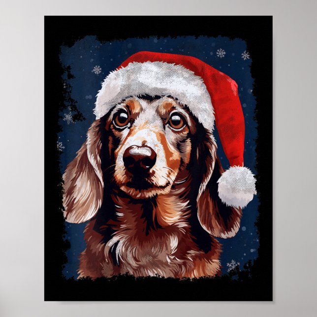 Womens Julafton Dachshund jul Poster (Framsidan)