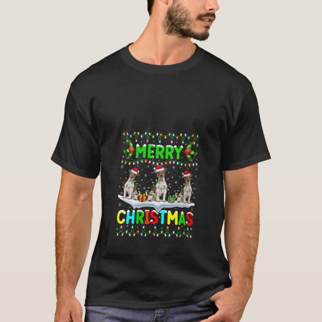 Womens Julafton Lighting Santa Hat God jul Jac T Shirt (Framsida)