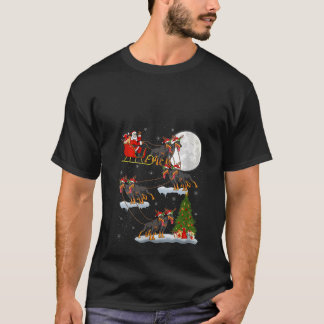 Womens Julafton Träd Ljus Funny Santa Riding Dober T Shirt