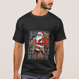 Womens Julafton Ugly Santa Riding Rhodesian Ridgeb T Shirt