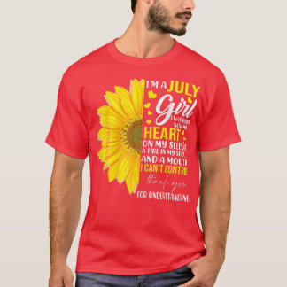 Womens July Girl Sunflower Matching Girl Born On J T Shirt