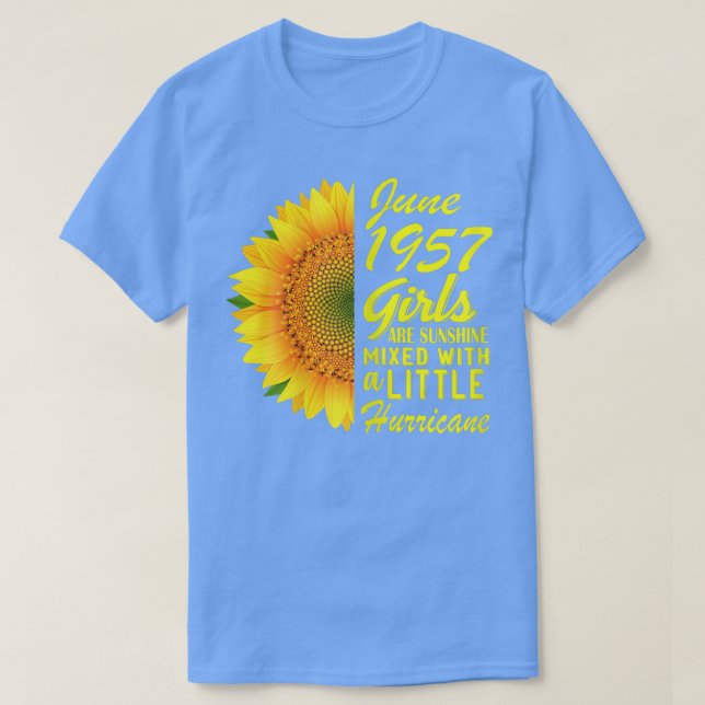 Womens June Girls 1957  Sunflower 65th Birthday Gi T Shirt (Design framsida)