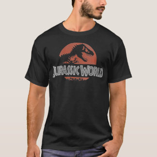 Womens Jurassic World Classic Red Logotyp VNeck T Shirt