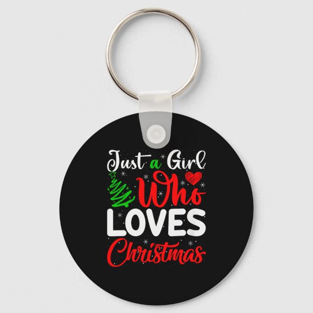 Womens Just A Girl Who Loves Christmas Funny Xmas  Nyckelring (Framsida)