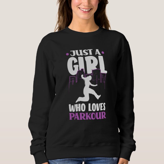 Womens Just A Girl Who Loves Parkour Parkour Girl T Shirt (Framsida)