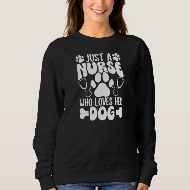 Womens Just A Nurse Who Loves Her Dog Women RN Pra T Shirt (Framsida)