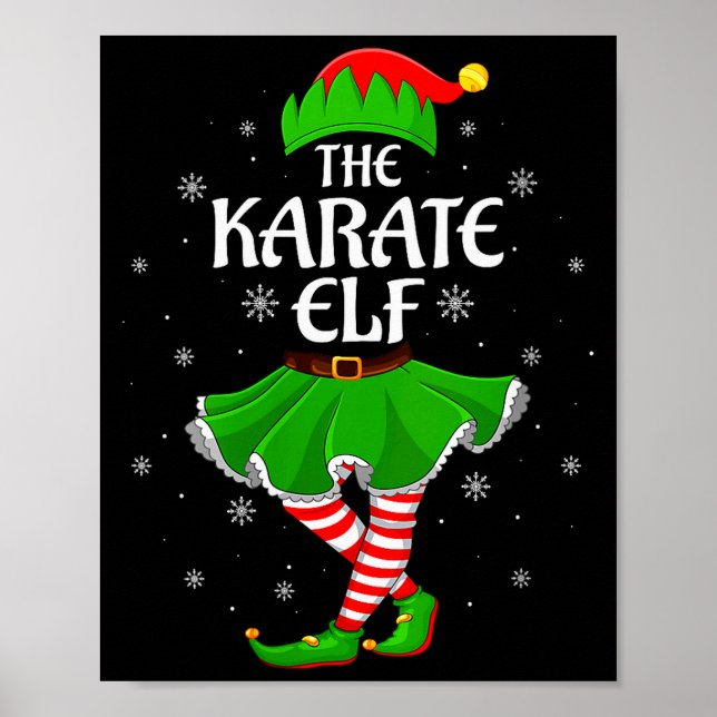 Womens Karate Elf Christmas Family Girls Women Elf Poster (Framsidan)