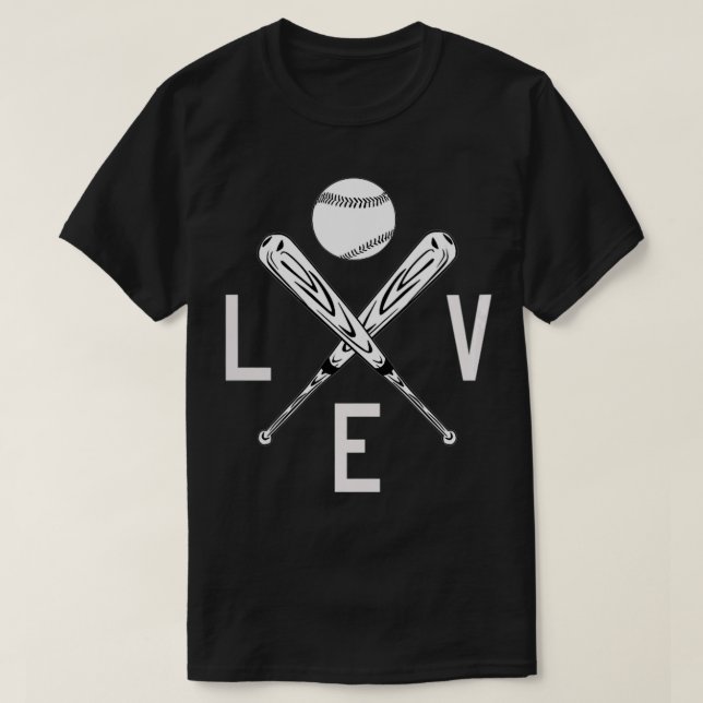 Womens Kärlek Baseball Fladdermus och Boll Theme V T Shirt (Design framsida)
