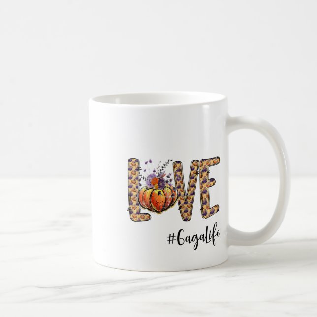 Womens Kärlek Gaga Life Pumpkin Autumn Halloween Kaffemugg (Höger)