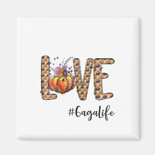 Womens Kärlek Gaga Life Pumpkin Autumn Halloween Magnet