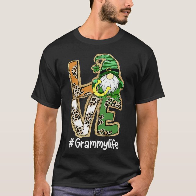 Womens KÄRLEK Grammy Life Gnome Funny St Patrick's T Shirt (Framsida)