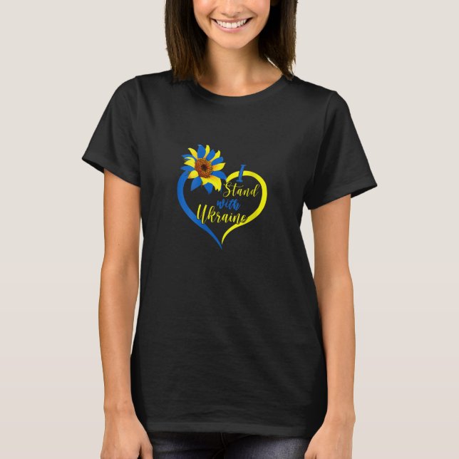 Womens Kärlek Heart Ukraina Solros Ukrainas I St T Shirt (Framsida)