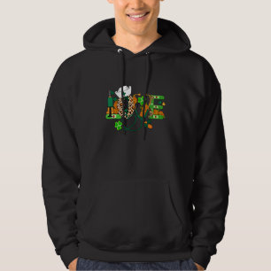 Womens Kärlek Leopard Shamrock Nurse Life C St Pat Hoodie